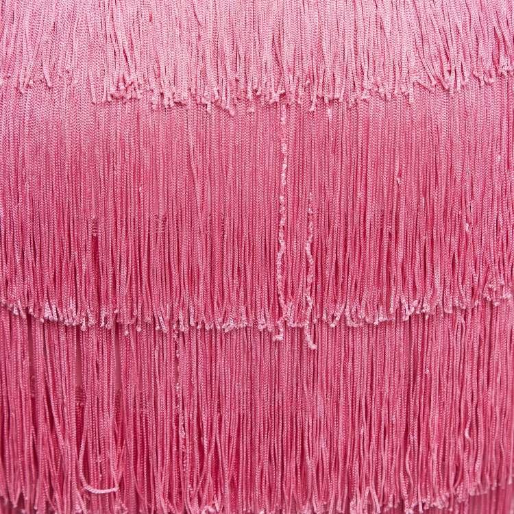 Pre Owned Norma Kamali Pink Fringed Slip Mini Dress XS