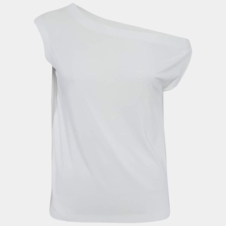 Pre Owned Norma Kamali White Jersey Drop-Shoulder Top XS