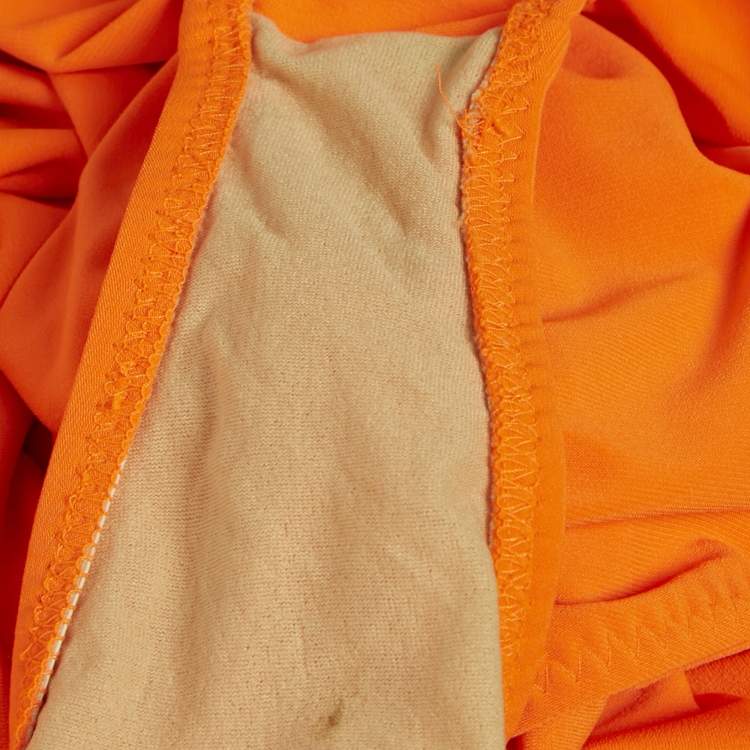 Pre Owned Norma Kamali Orange Jersey Ruched One-Should Diana Dress M