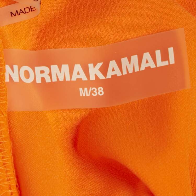 Pre Owned Norma Kamali Orange Jersey Ruched One-Should Diana Dress M