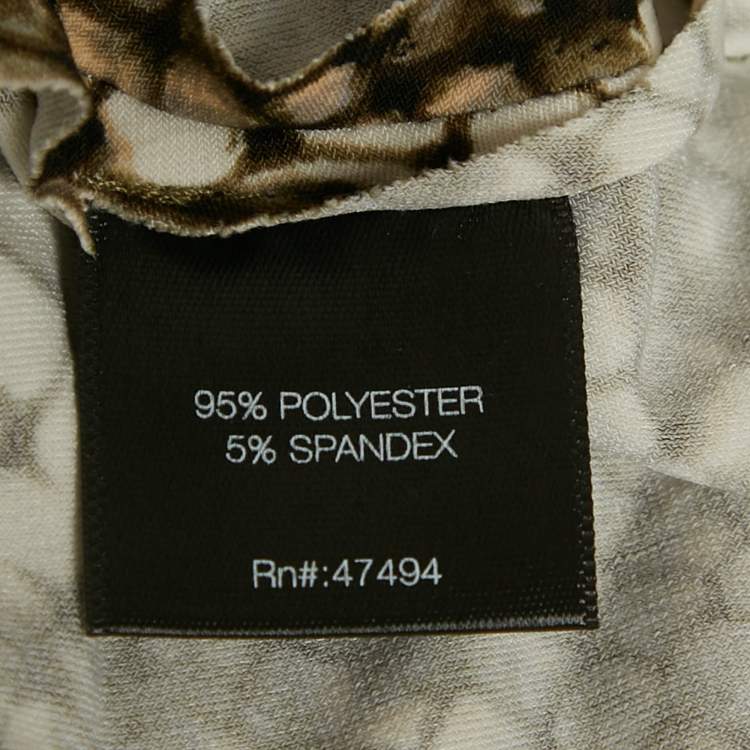 Pre Owned Norma Kamali White/Green Python Print Jersey Fishtail Maxi Dress S