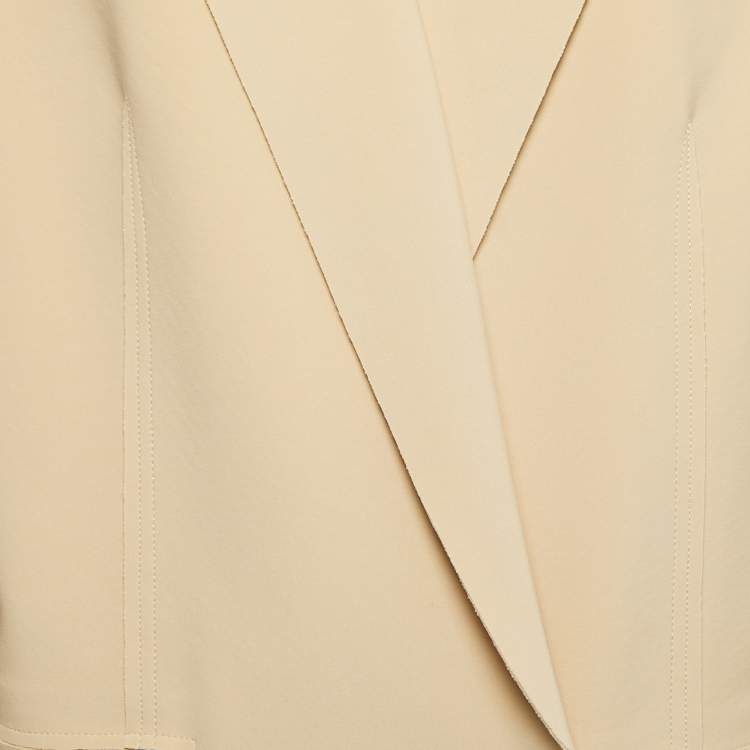 Pre Owned Norma Kamali Beige Stretch Knit Single Breasted Oversized Blazer XS