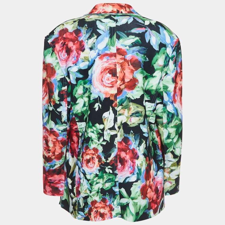 Pre Owned Norma Kamali Multicolor Floral Printed Jersey Blazer L
