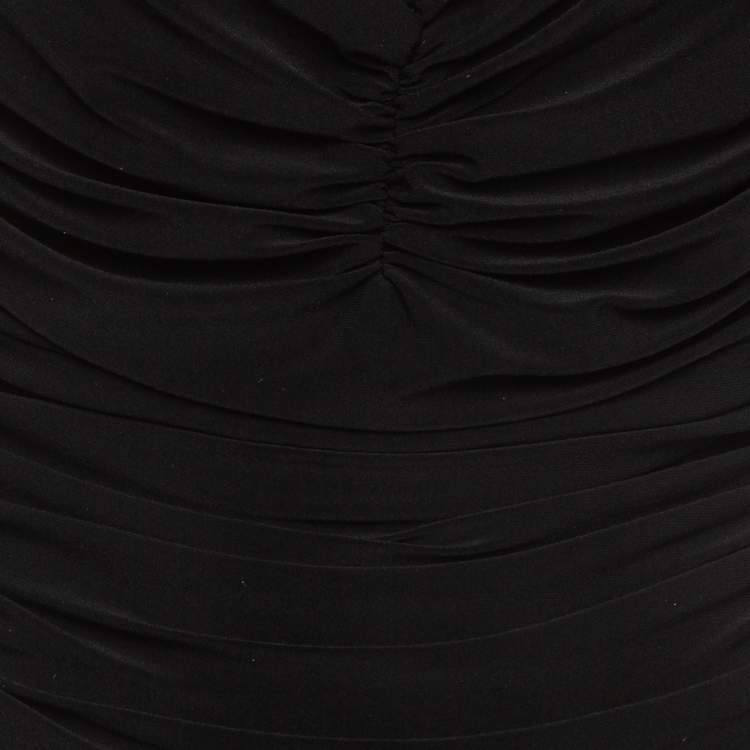Pre Owned Norma Kamali Black Gathered Jersey Slinky Marissa Strapless Swimsuit XL
