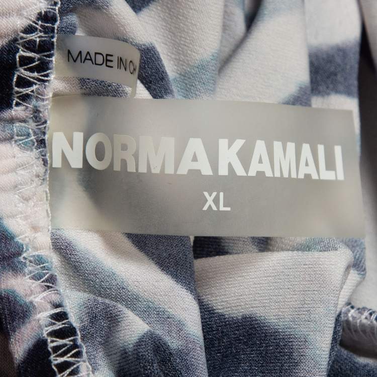 Pre Owned Norma Kamali White Chevron Zebra Print Jersey Bill Mio Swimsuit XL