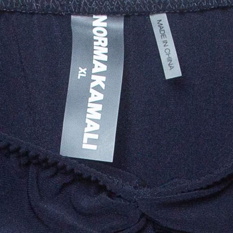 Pre Owned Norma Kamali Navy Blue Gathered Jersey Bill Mio Swimsuit XL