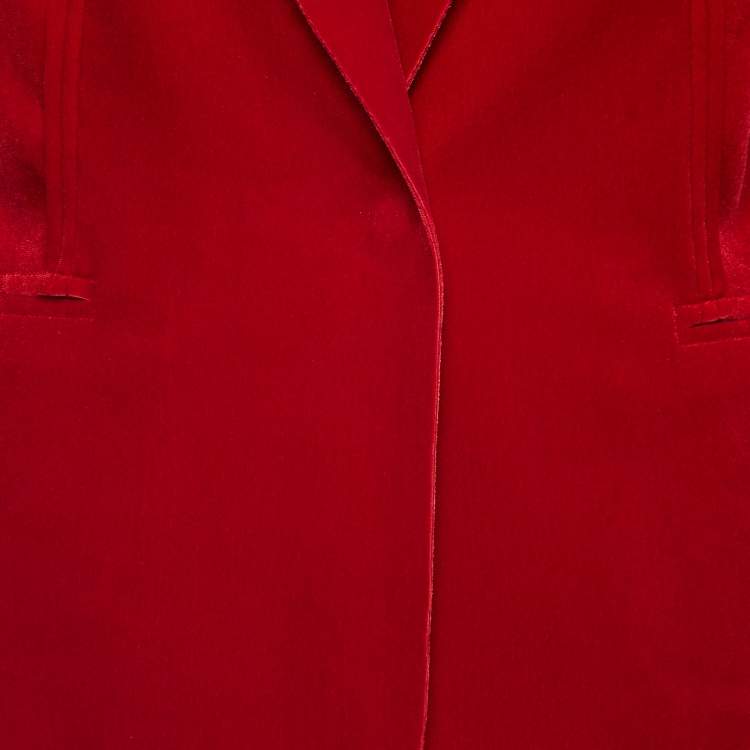 Pre Owned Norma Kamali Red Velvet Single Breasted Blazer M