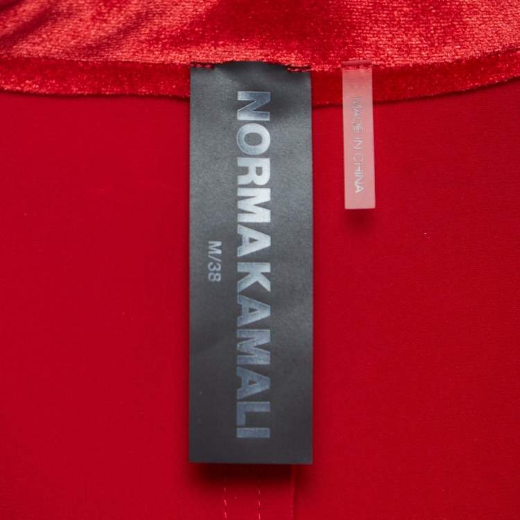 Pre Owned Norma Kamali Red Velvet Single Breasted Blazer M