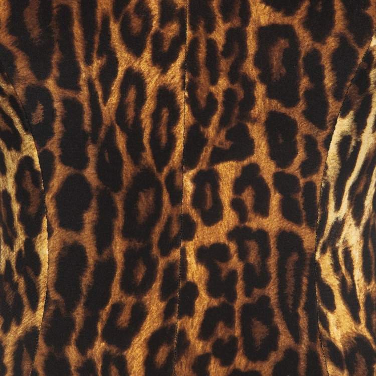 Pre Owned Norma Kamali Beige Leopard Print Strappy Wonderwoman Mio  Swimsuit XL