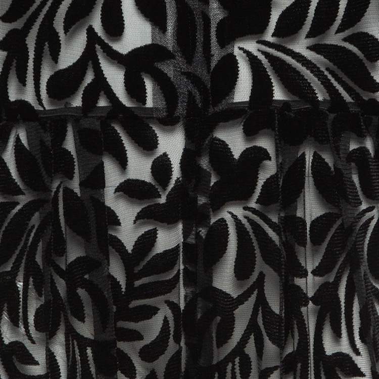 Pre Owned Norma Kamali Black Textured Semi-Sheer Lace Rectangle Jog Jumpsuit L