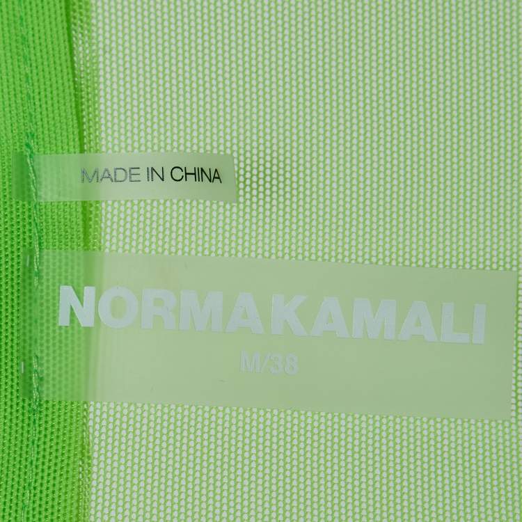 Pre Owned Norma Kamali Green Tulle Hi Low Sheer Oversized Shirt M