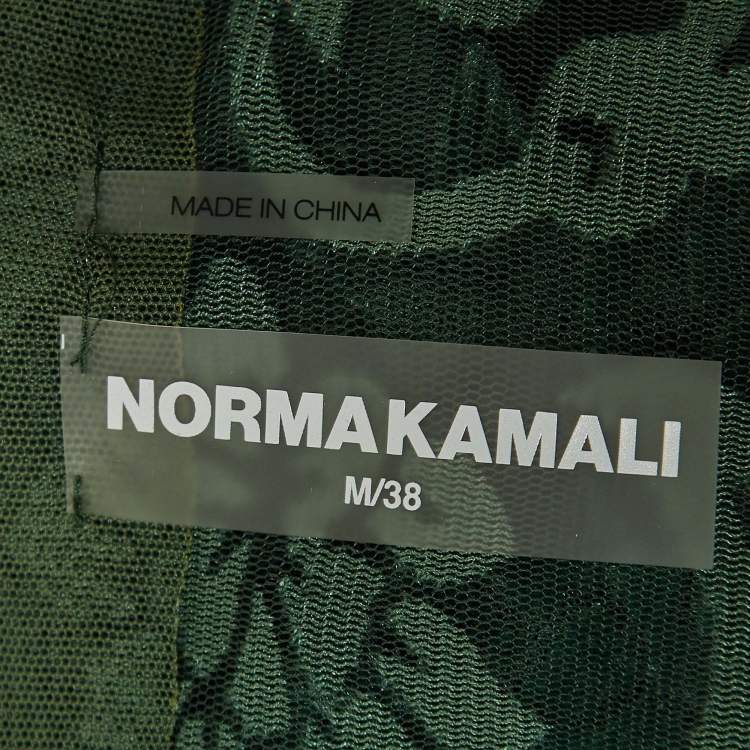 Pre Owned Norma Kamali Green Floral Pattern Tulle and Velvet  Jog Jumpsuit M