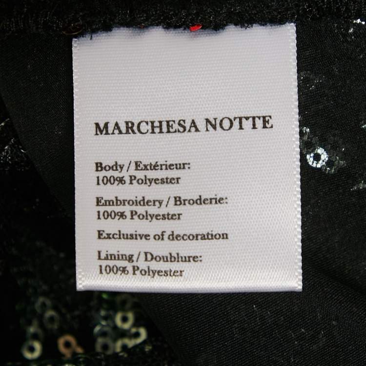 Pre Owned Notte By Marchesa Black Sequin Tulle Halter Neck Gown L
