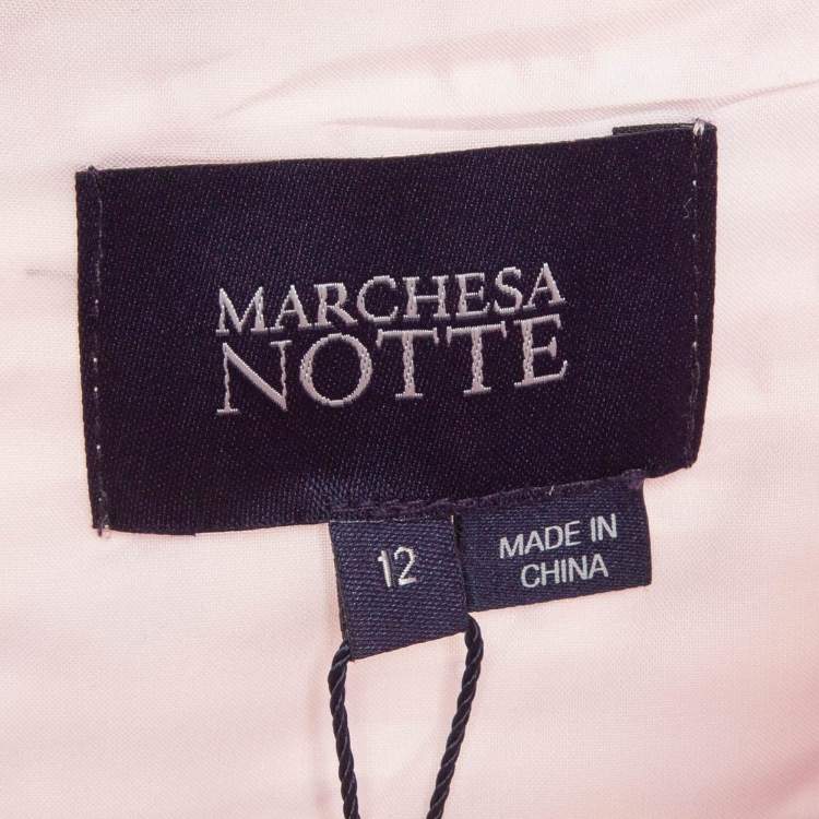 Pre Owned Notte By Marchesa Pink Floral print Crepe Tiered Midi Dress