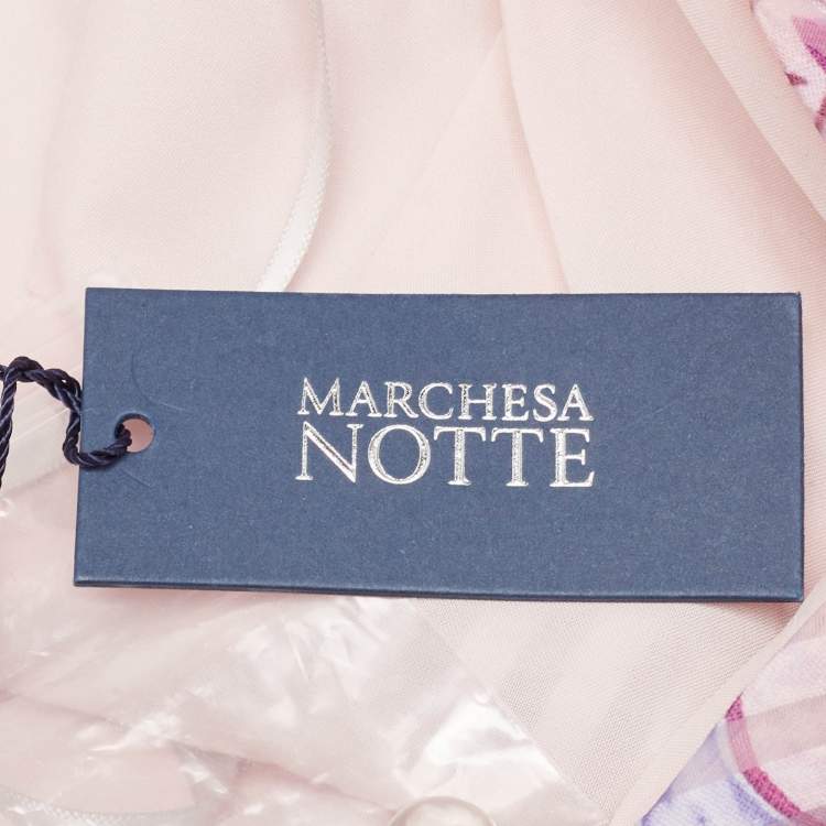 Pre Owned Notte By Marchesa Pink Floral print Crepe Tiered Midi Dress