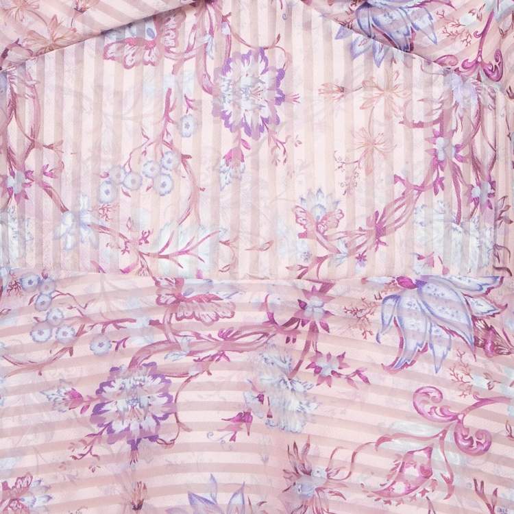 Pre Owned Notte By Marchesa Pink Floral print Crepe Tiered Midi Dress