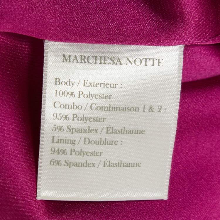 Pre Owned Notte By Marchesa Pink/Black Floral Embroidered Crepe High-Low Gown S