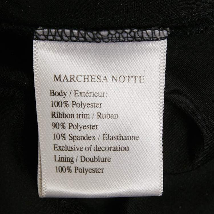 Pre Owned Notte By Marchesa Black Glitter Tulle Off Shoulder Gown M