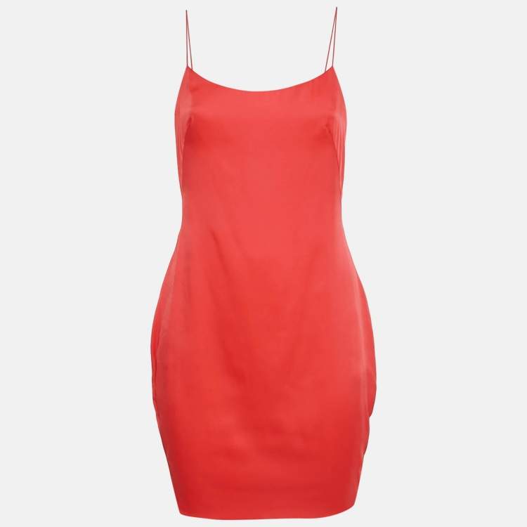 Pre Owned Notte By Marchesa Red Crepe Mini Dress S