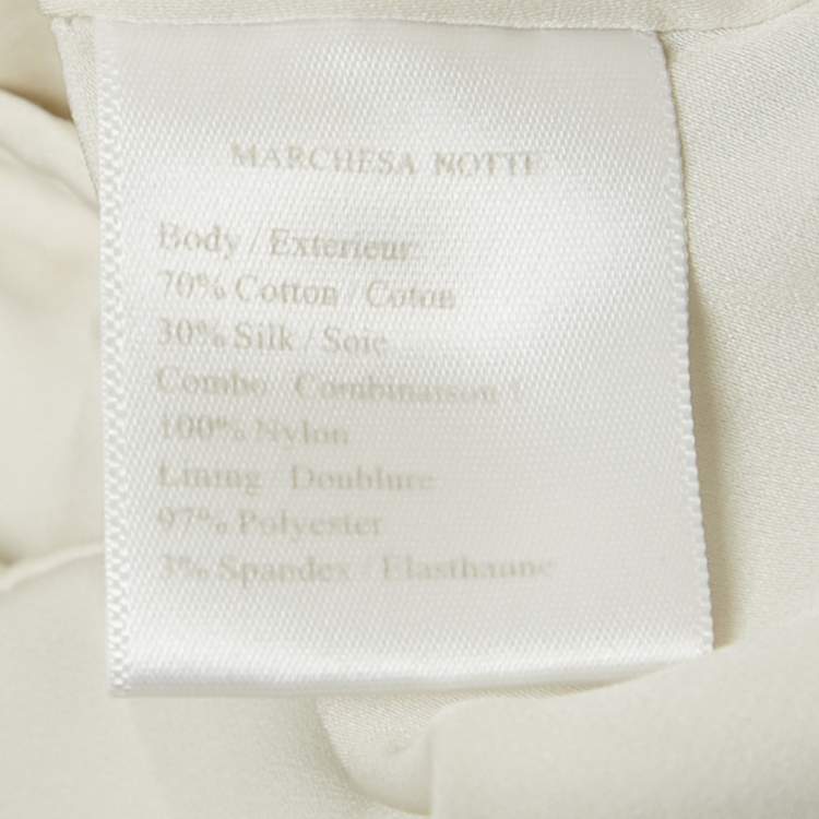 Pre Owned Notte By Marchesa White Floral Print Cotton Blend Strapless High -Low Gown M 