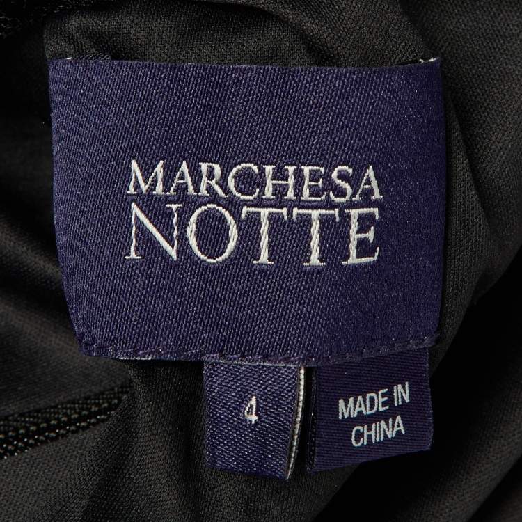 Pre Owned Notte By Marchesa Black Sequin Embroidered Halter Neck Gown S