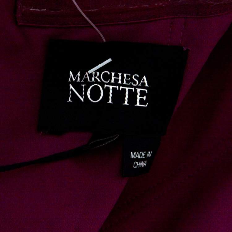 Pre Owned Notte By Marchesa Magenta Embellished Chiffon Draped Grecian Gown S
