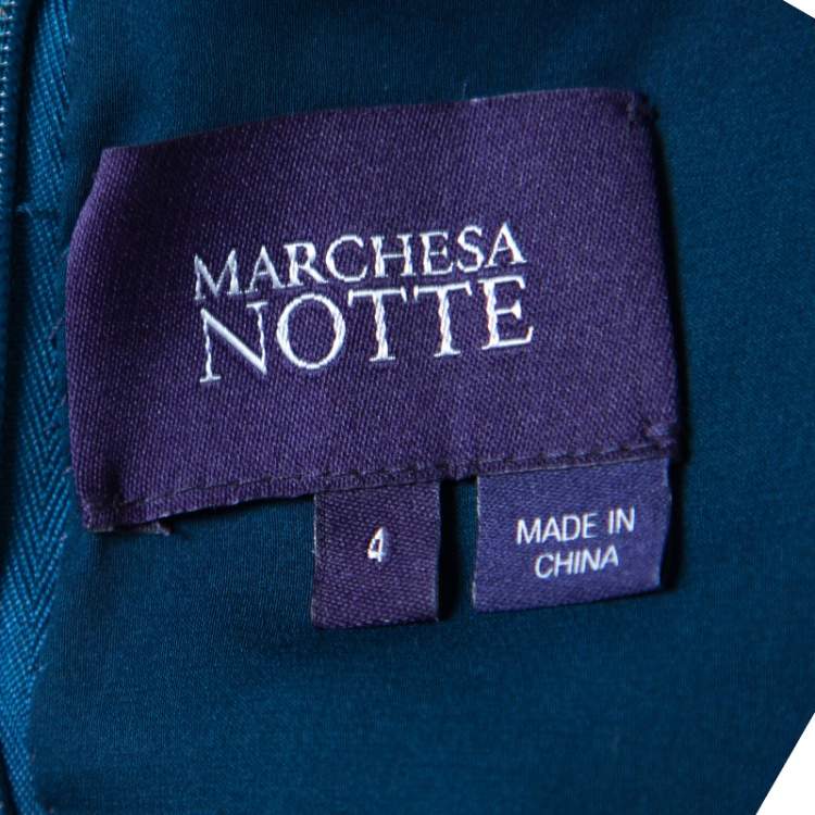 Pre Owned Notte by Marchesa Peacock Blue Embellished Silk Maxi Dress S