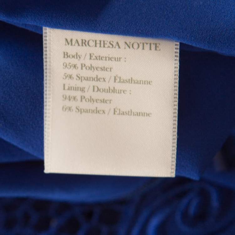 مملوكة مسبقًا Notte By Marchesa Blue Cutout Floral Embroidered Cap Sleeve Flounce Dress XL