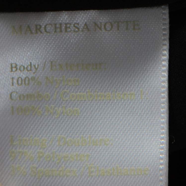 Pre Owned Notte By Marchesa Black and Gold Floral Lace Applique Dress M