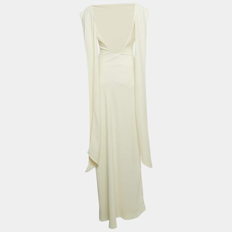 مملوكة مسبقًا Oddmuse Butter Cream Crepe The Ultimate Muse Drape Maxi Dress XS