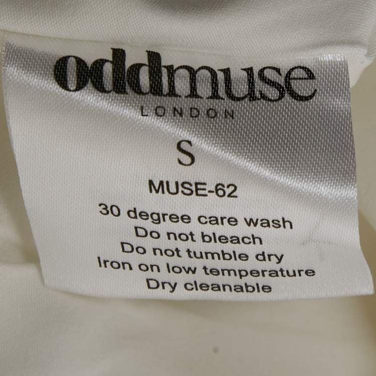 Pre Owned Oddmuse White Crepe High-Rise Wide Leg Trousers S