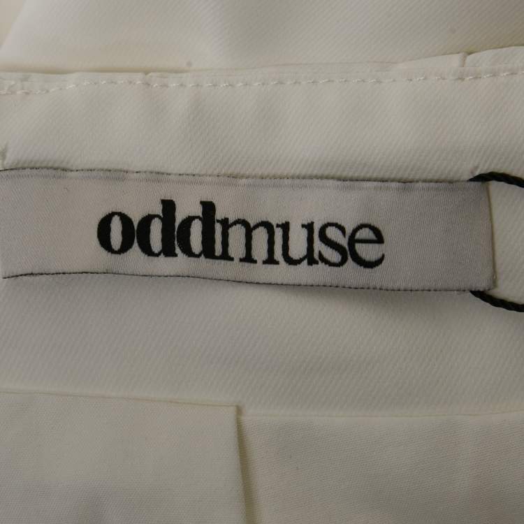 Pre Owned Oddmuse White Crepe High-Rise Wide Leg Trousers S