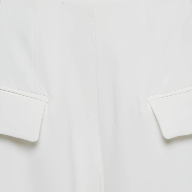 Pre Owned Oddmuse White Crepe High-Rise Wide Leg Trousers S