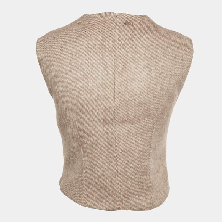 Pre Owned Oddmuse Beige Gabardine Sleeveless Top S