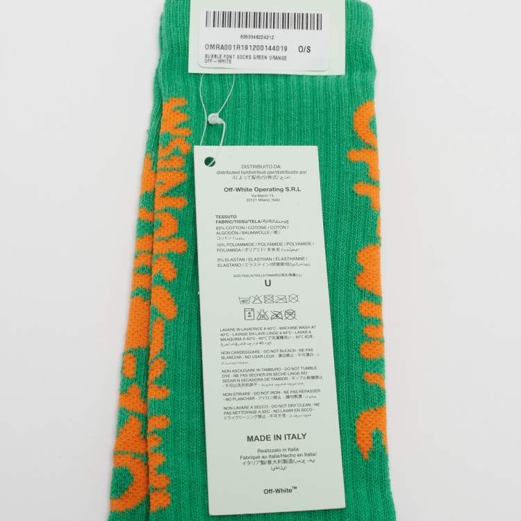 Pre Owned Off-White Green Bubble Front Cotton Socks One Size 