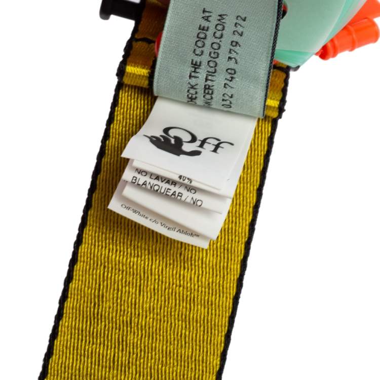 Pre Owned Off-White Yellow-Black Nylon Classic Industrial Belt 200CM
