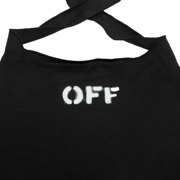 Pre Owned Off-White Black Jersey Logo Printed Bandana Mask L/XL