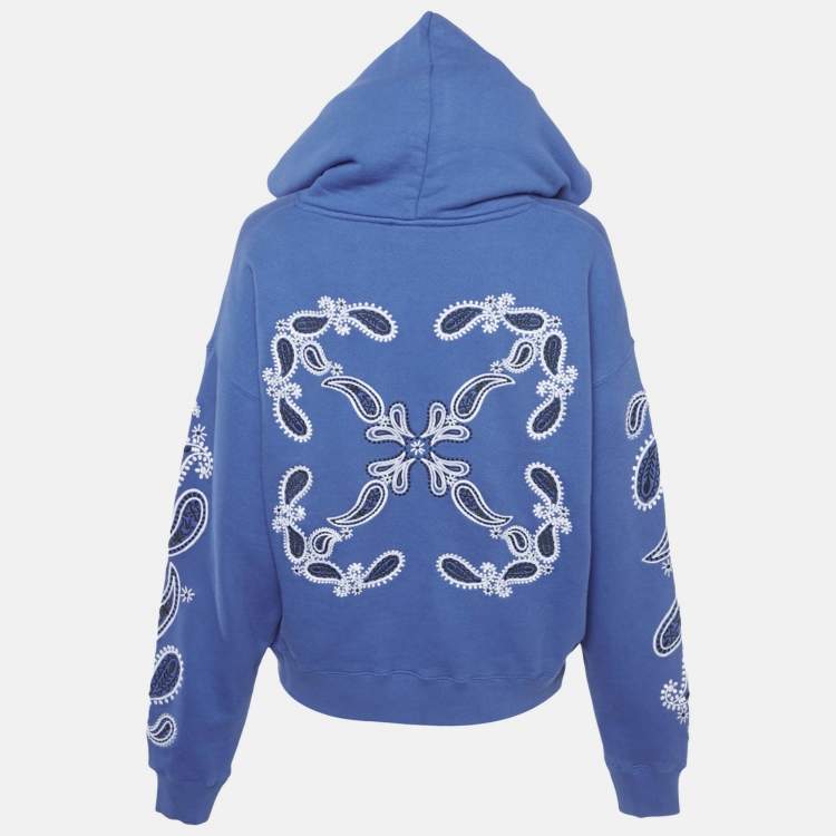 Pre Owned Off-White Blue Bandana Art Cotton Hoodie XS