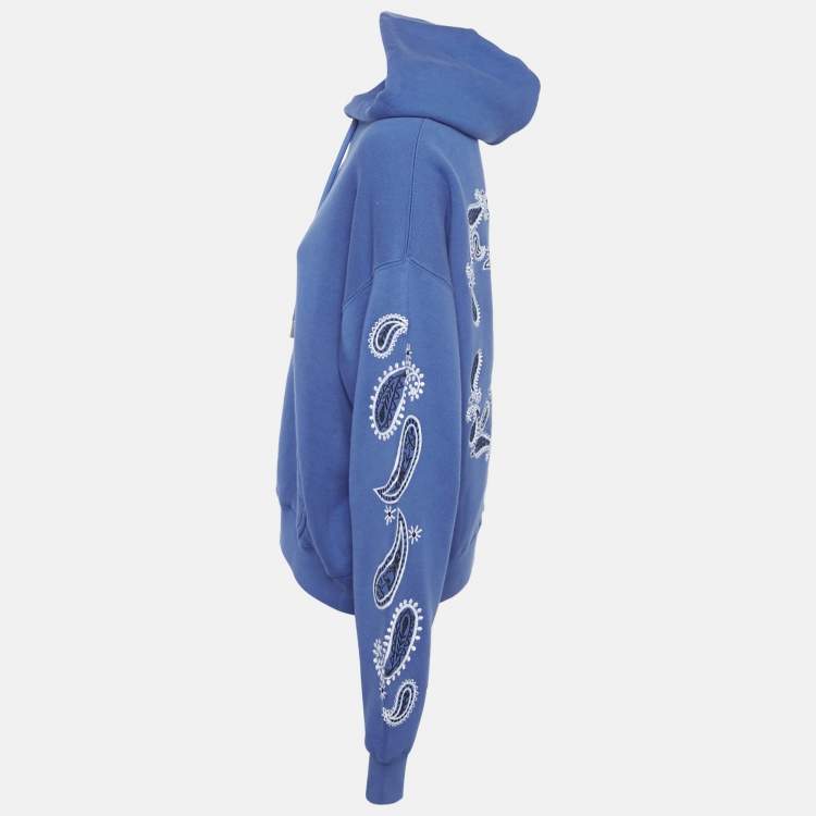 Pre Owned Off-White Blue Bandana Art Cotton Hoodie XS