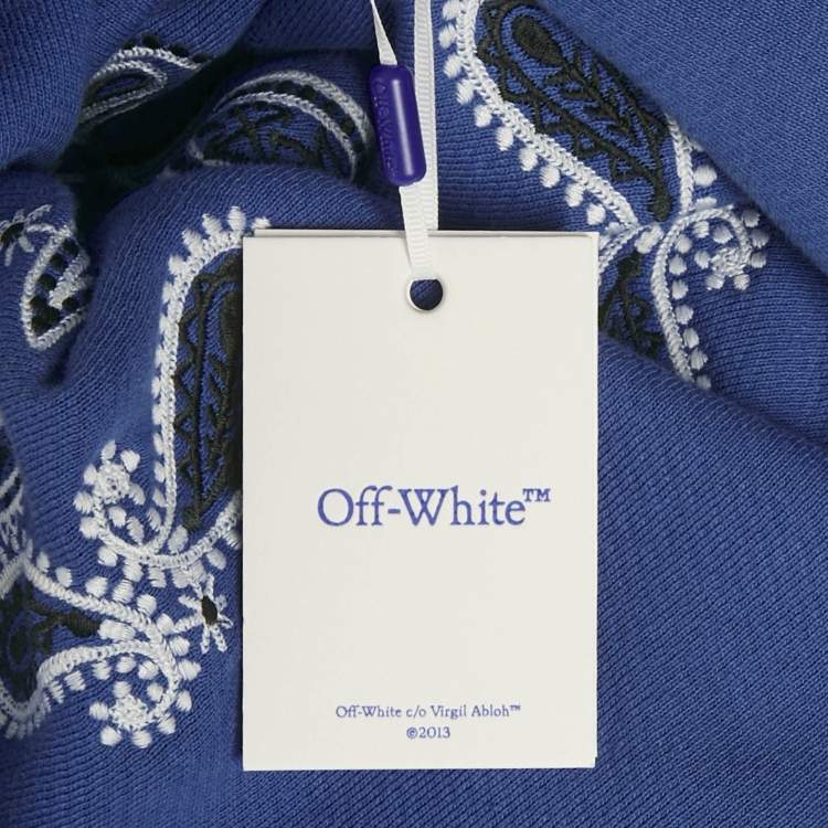 Pre Owned Off-White Blue Bandana Art Cotton Hoodie XS