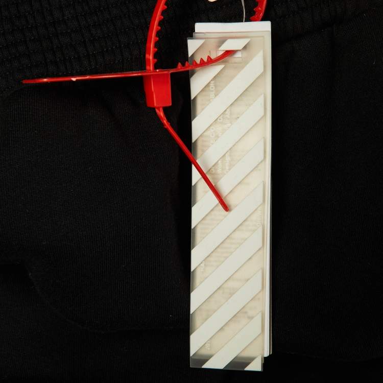 Pre Owned Off-White Black Woman Print Cotton Wide Leg Trousers S