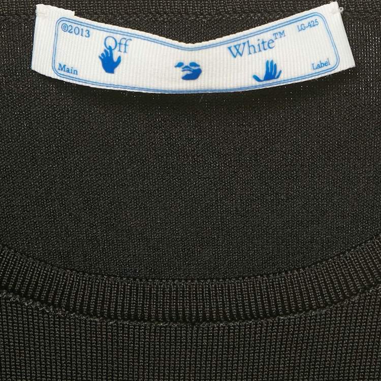 Pre Owned Off-White Black Rib Knit Back Open Fitted Top S