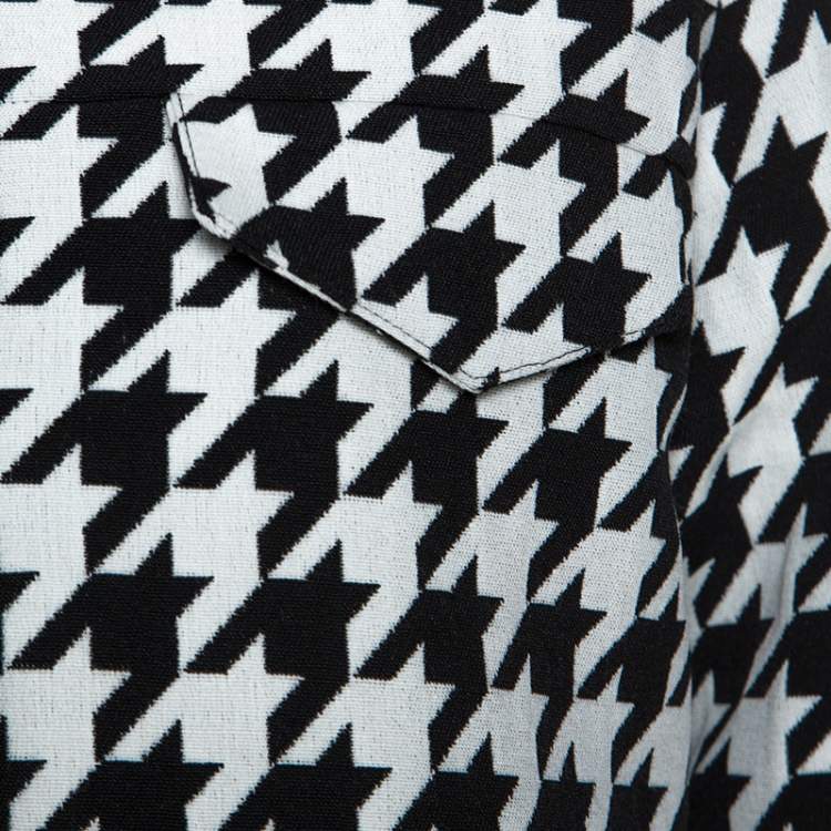 Pre Owned Off-White Monochrome Wool Blend Houndstooth Jacket M