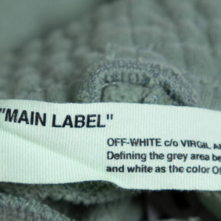 Pre Owned Off-White Sage Green Off Print Cotton Wide Leg Sweatpants L