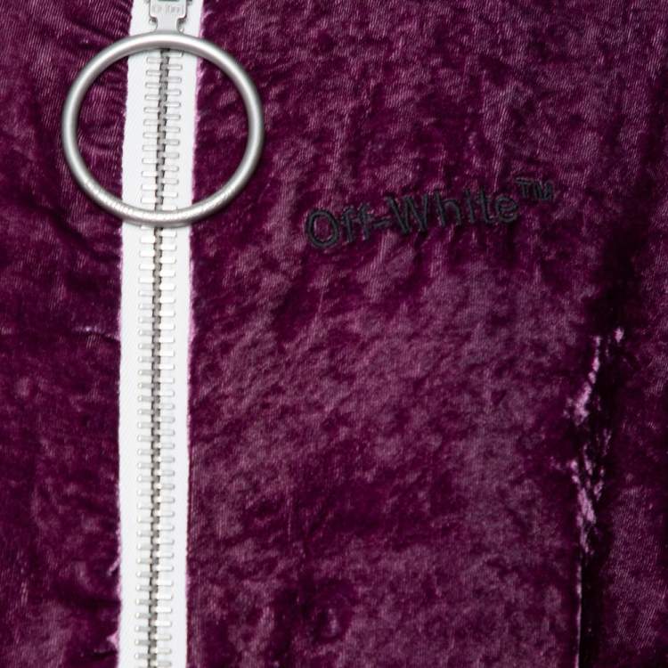 Pre Owned Off-White Purple Crushed Velvet Zipper Front Bomber Jacket M