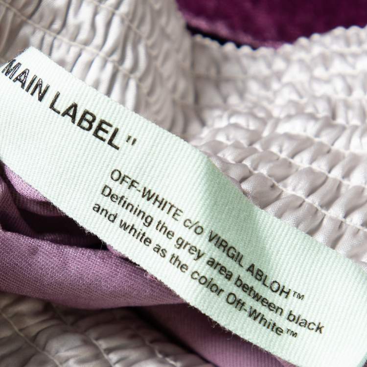 Pre Owned Off-White Purple Crushed Velvet Wide Leg Track Pants M