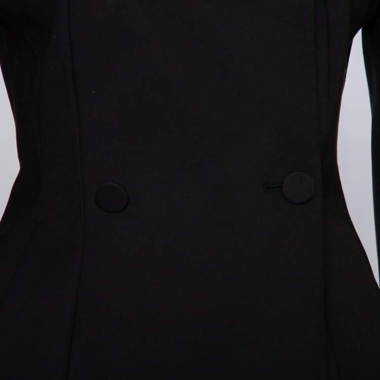 Pre Owned Off-White Black Crepe Off Shoulder Asymmetrical Hem Blazer M