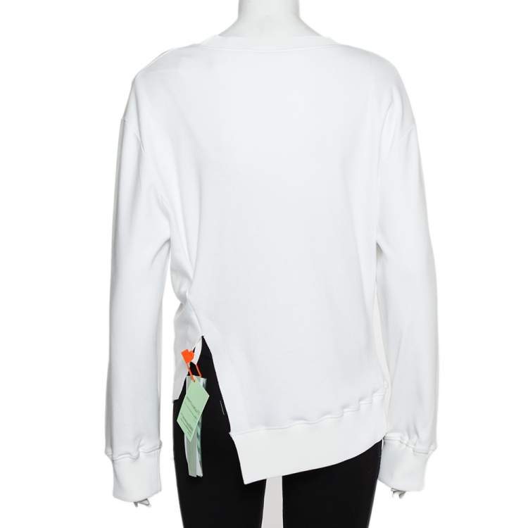 مملوكة مسبقًا Off-White White Cotton Knot Detail Sweatshirt M