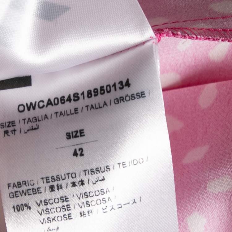 Pre Owned Off-White Pink Printed Satin Plisse Wide Leg Culottes M