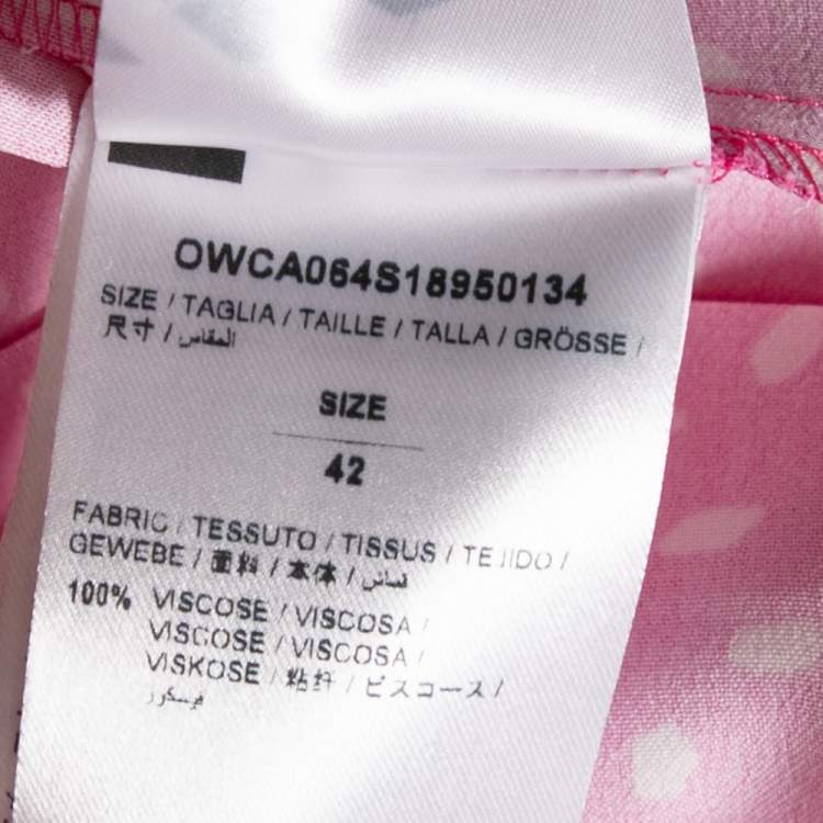 Pre Owned Off-White Pink Printed Satin Plisse Wide Leg Culottes M